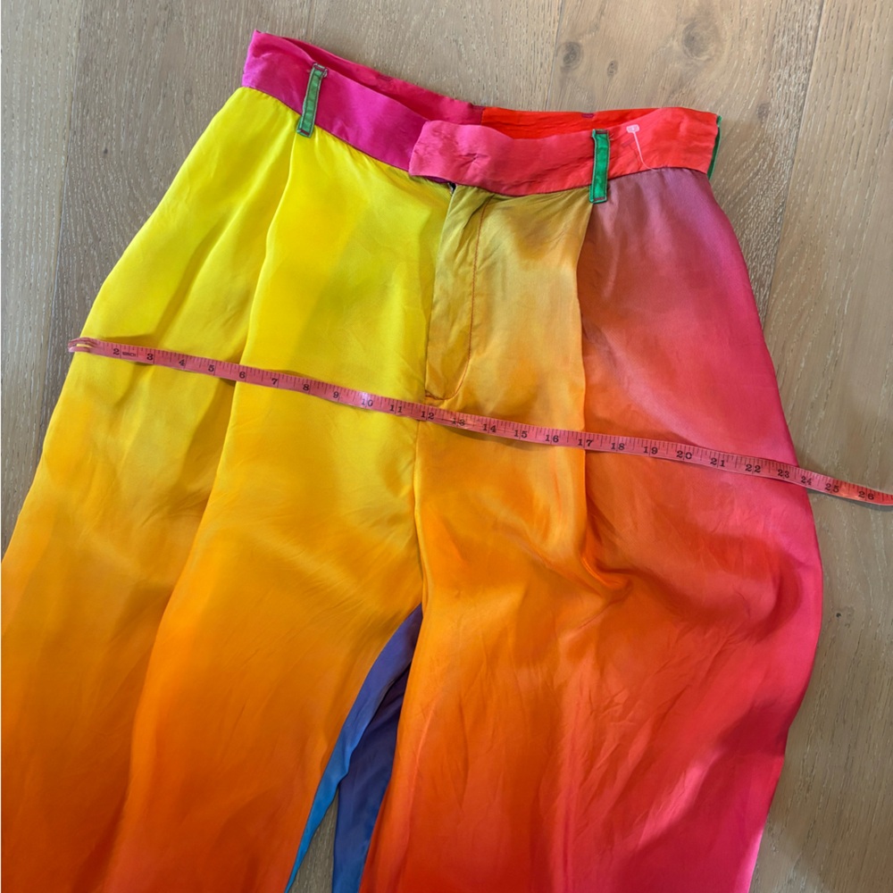 BRUCE GLEN Cupro Sunrise Prism Wide Leg Trouser Pants Rainbow size 29 NEW - Picture 12 of 15